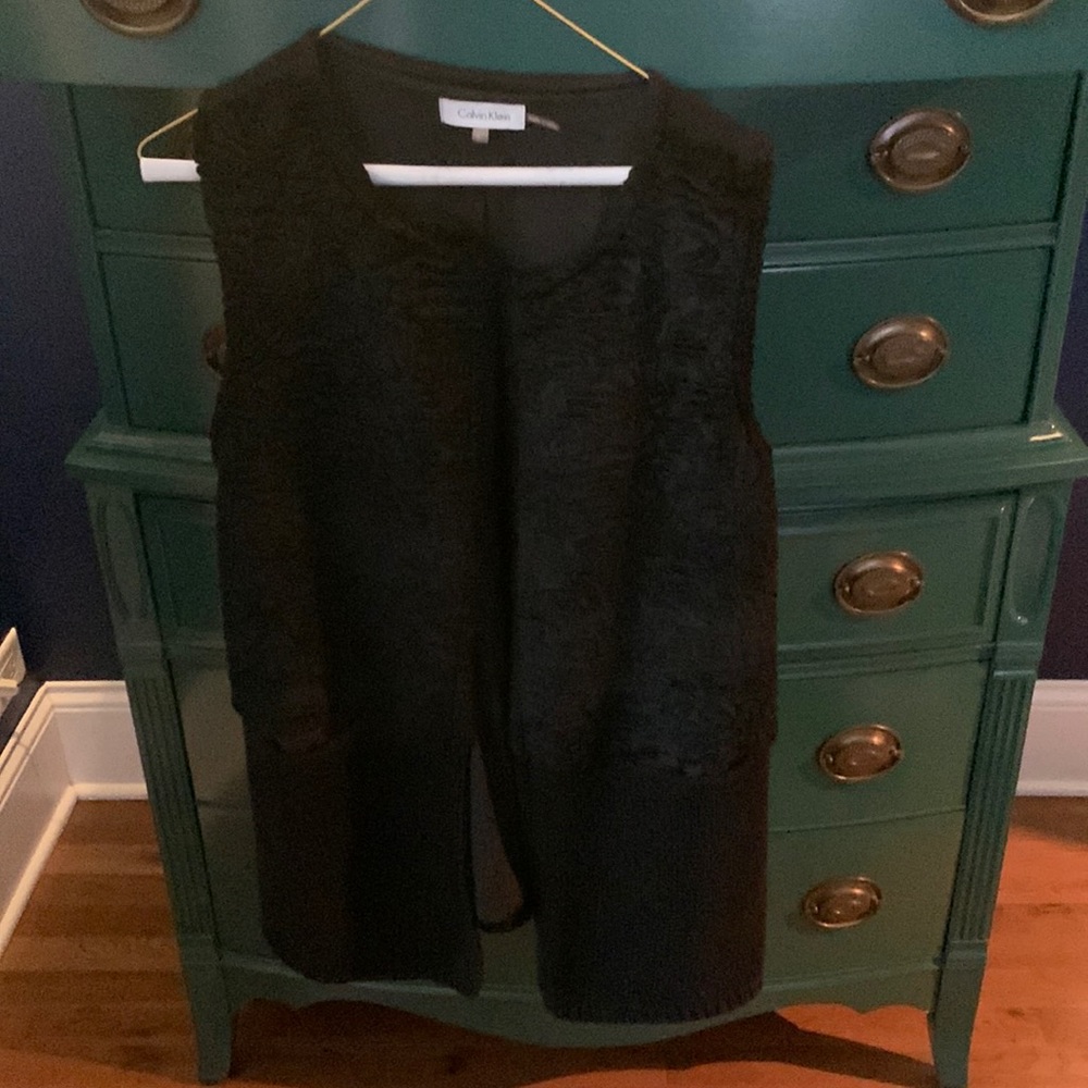 Calvin Klein faux shearling and knit vest